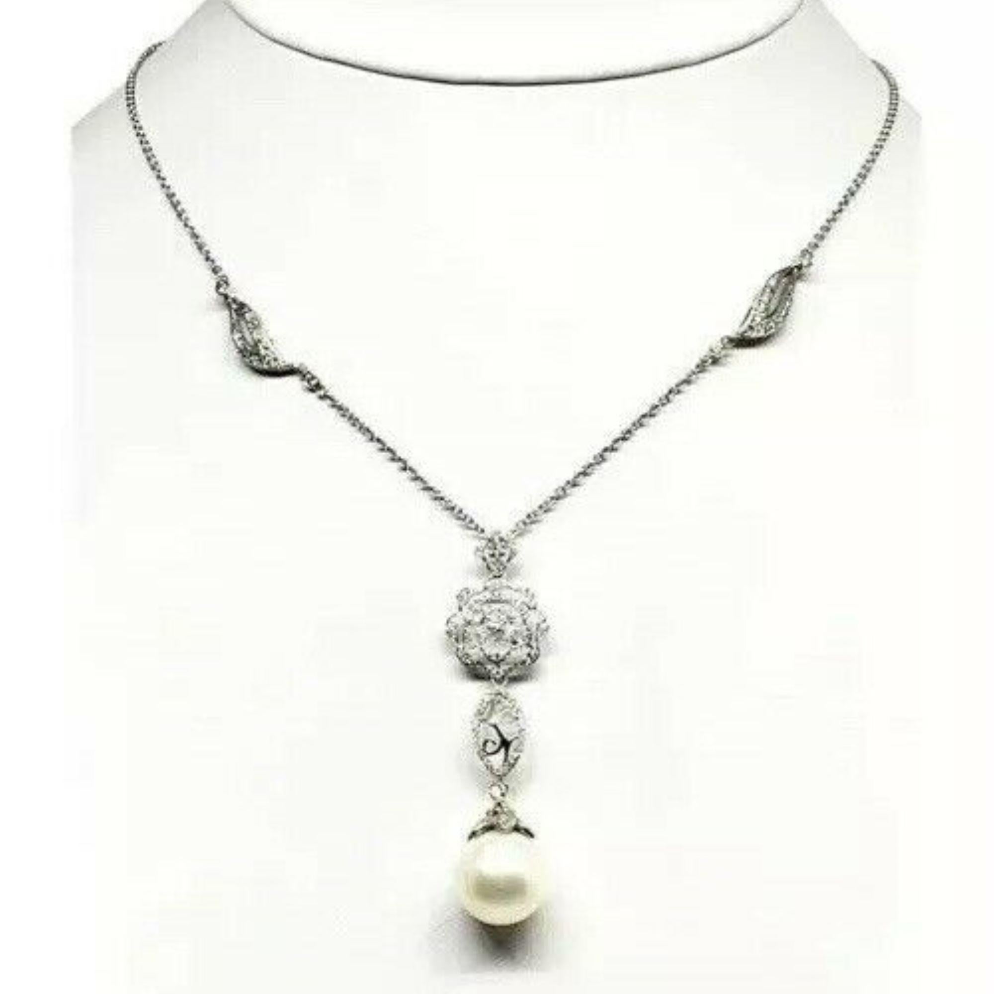 Diamond South Sea Pearl Necklace 14k Gold Certified For Sale 1