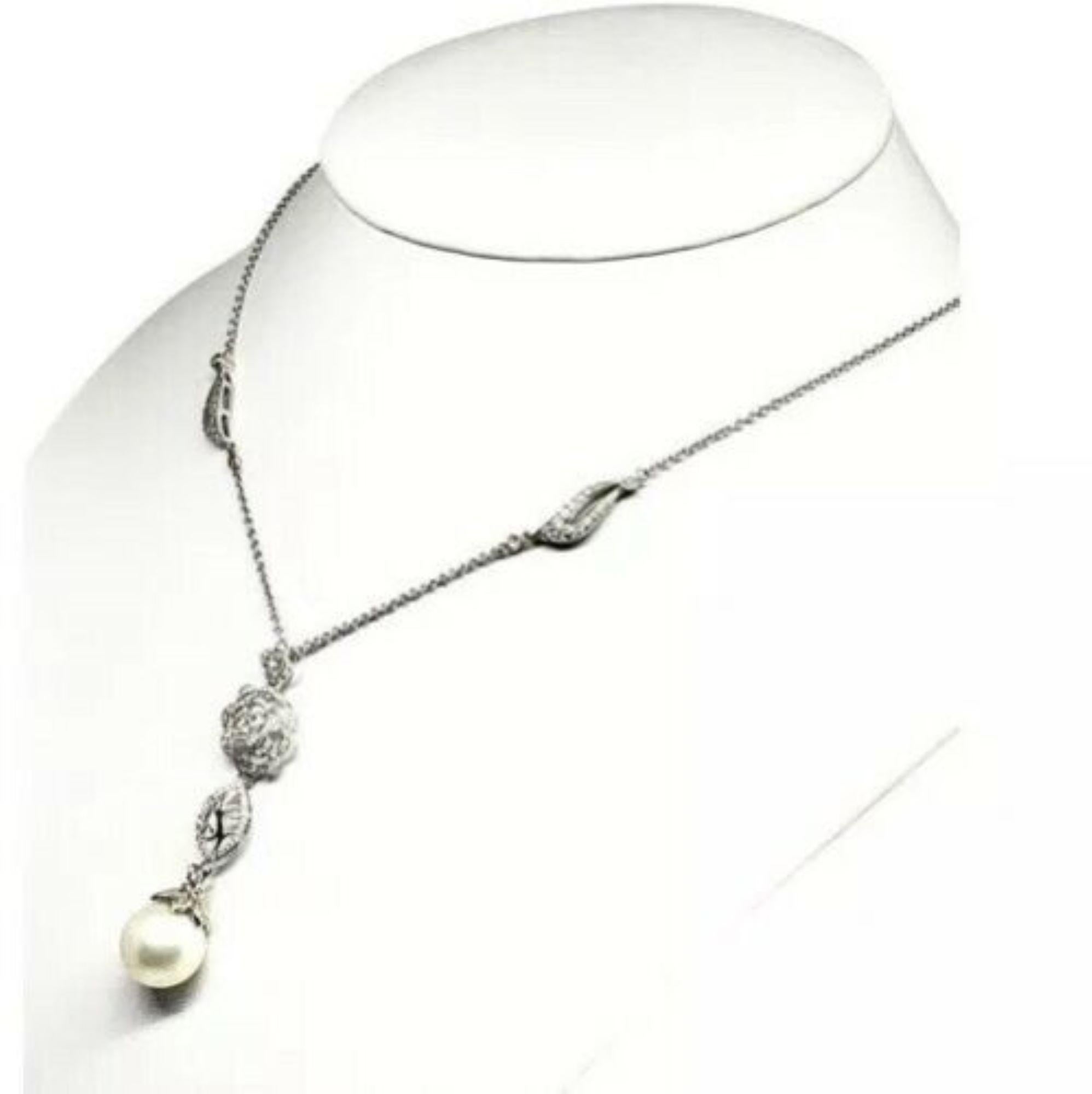 Collana di diamanti con perle dei mari del sud in oro 14k certificato In condizioni Nuovo in vendita a Brooklyn, NY