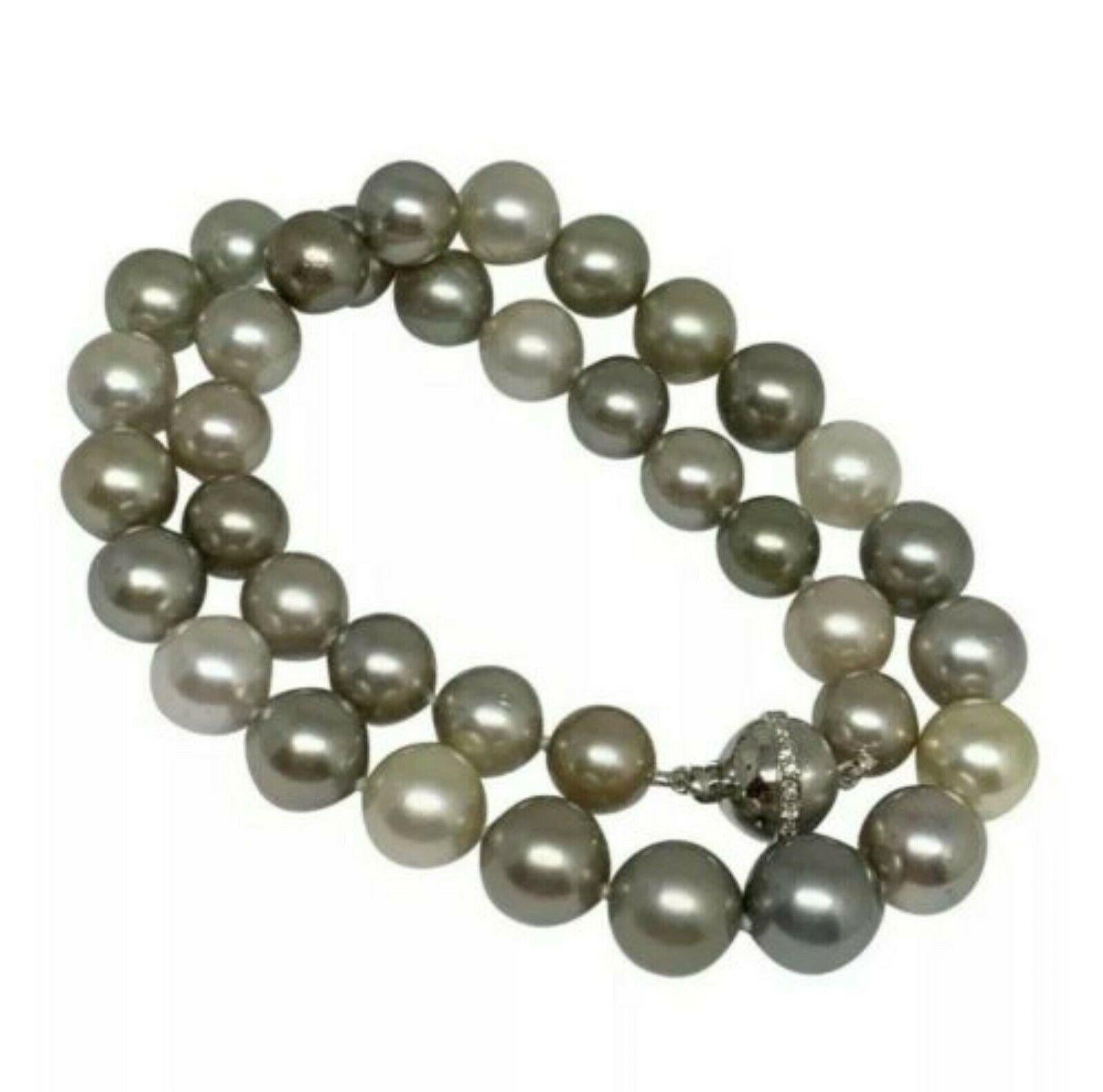 Women's Diamond South Sea Pearl Necklace 14k Gold Certified For Sale