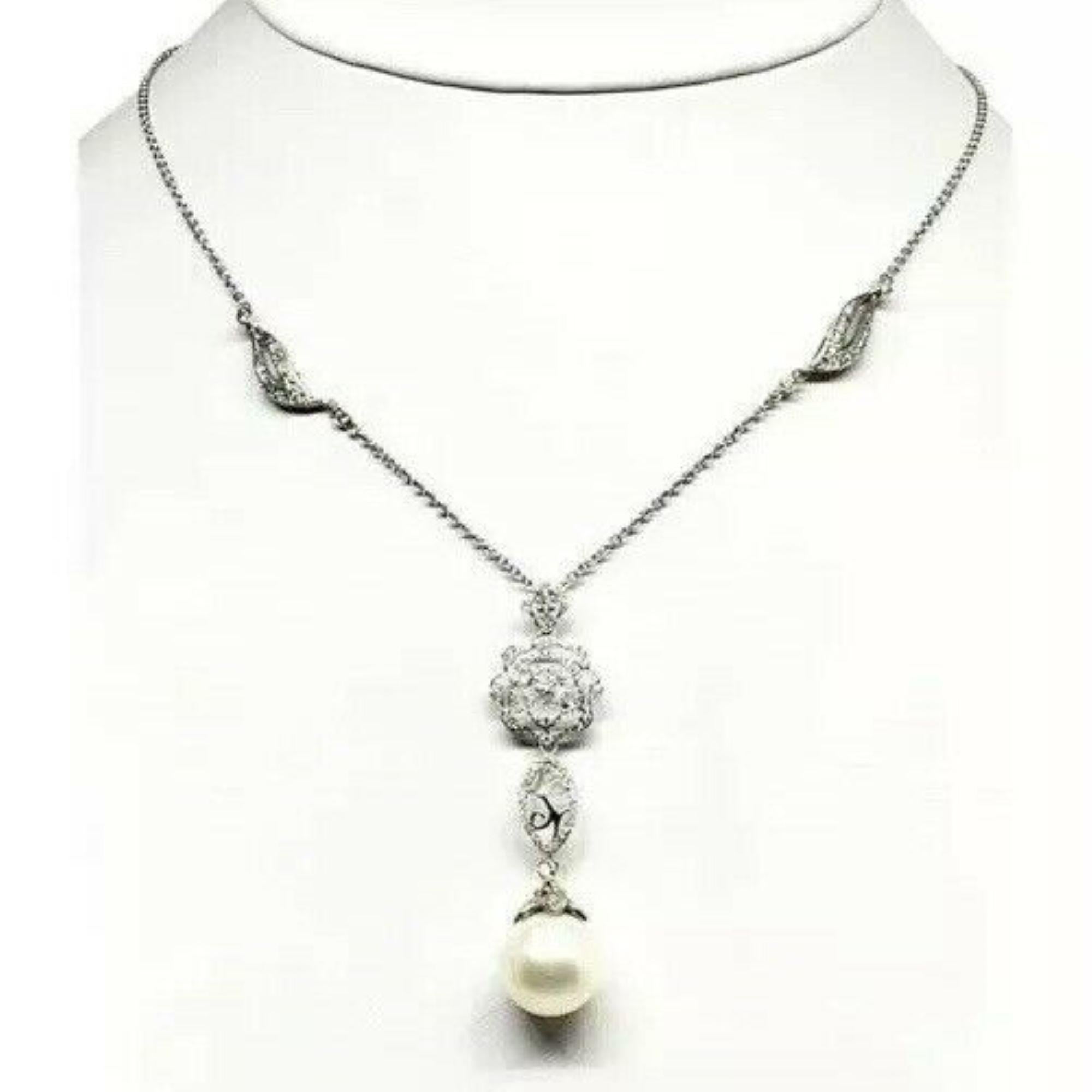 Collana di diamanti con perle dei mari del sud in oro 14k certificato in vendita 1