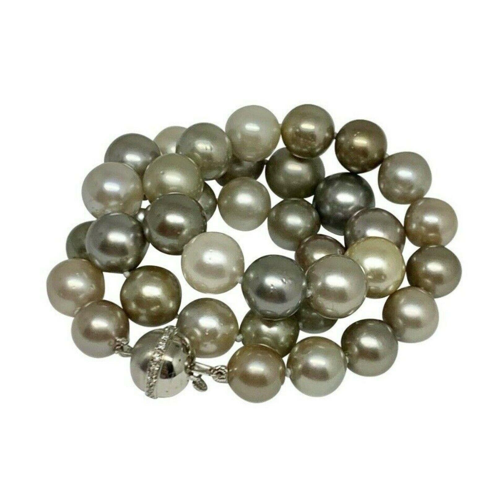 Diamond South Sea Pearl Necklace 14k Gold Certified For Sale 1