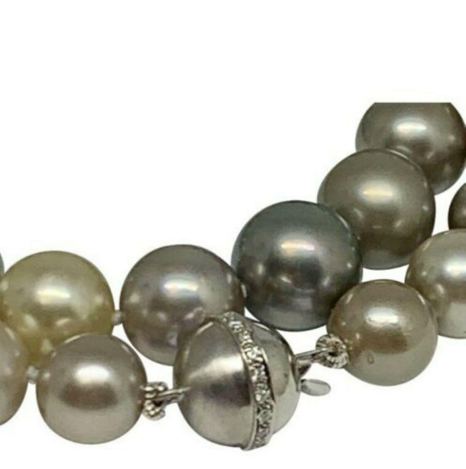 Diamond South Sea Pearl Necklace 14k Gold Certified For Sale 3