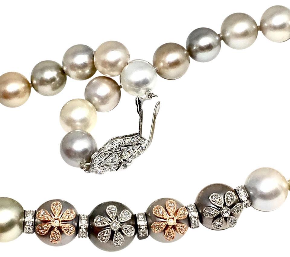 Modern Diamond South Sea Pearl Necklace Certified For Sale