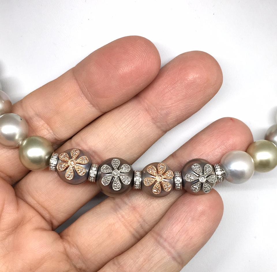 Diamond South Sea Pearl Necklace Certified For Sale 2