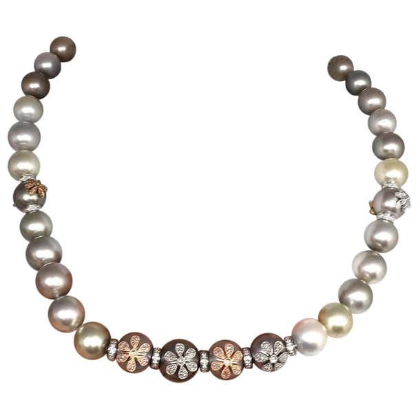Diamond South Sea Pearl Necklace Certified For Sale at 1stDibs ...