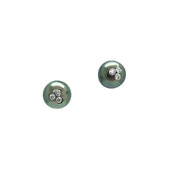 Diamond South Sea Pearl Stud Earrings 14k Gold Certified