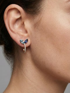 Diamond Sovereign 14K (or 18k upon request) Yellow Gold Hoops Earrings