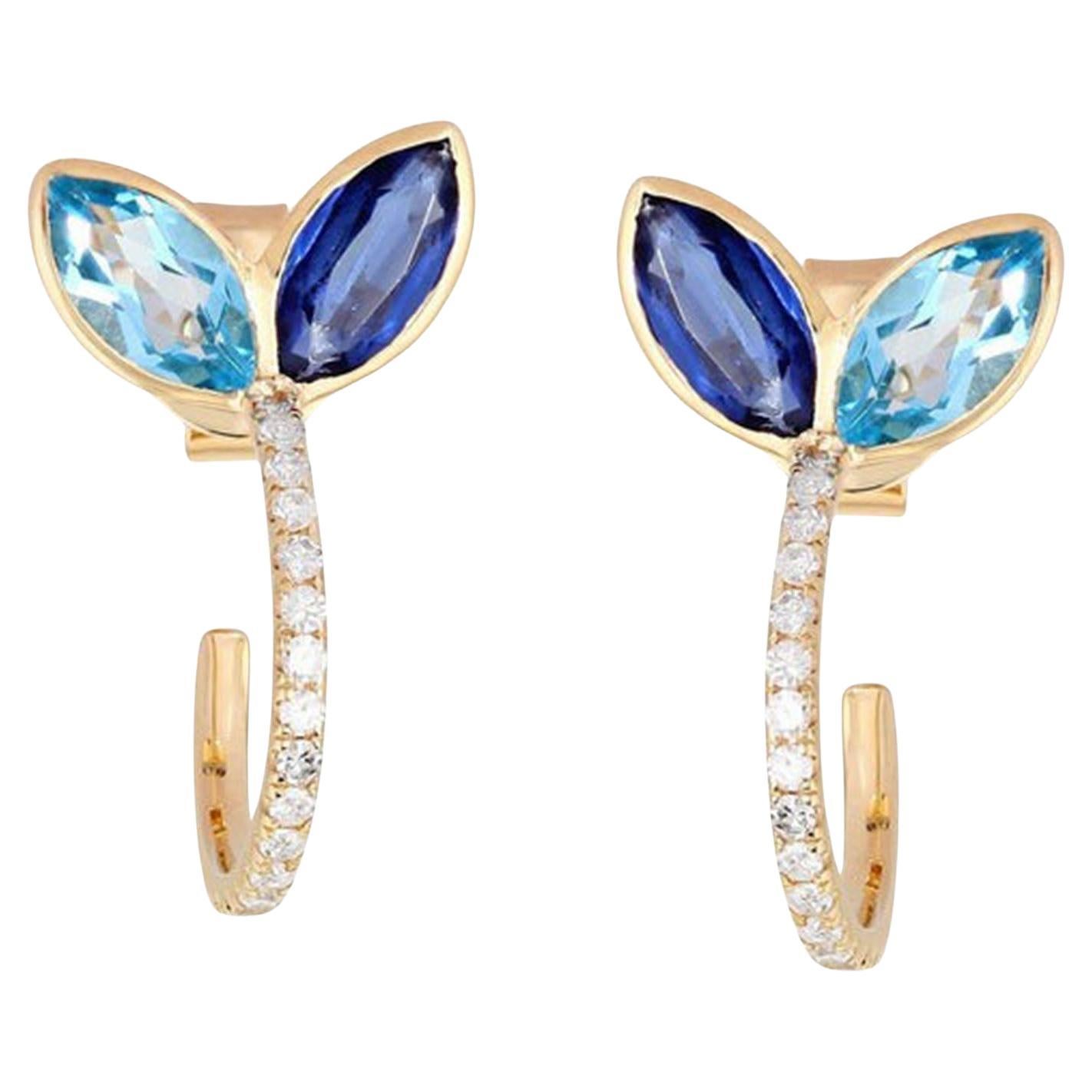 Diamond Sovereign 14K (or 18k upon request) Yellow Gold Hoops Earrings