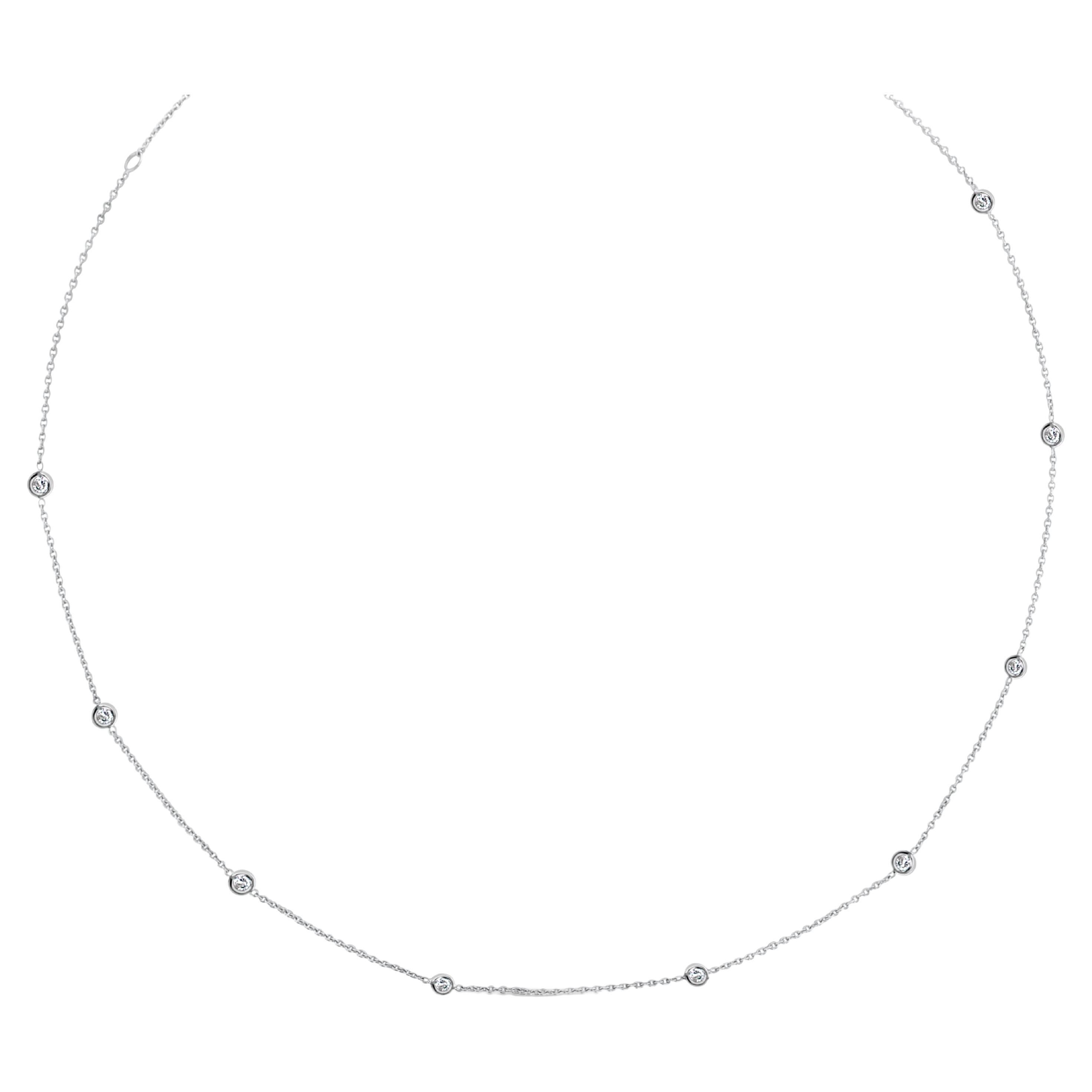 Diamond Spacer Bezel Necklace 14k White Gold