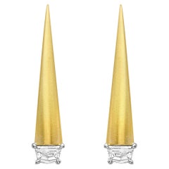 SPEAR TIP EARRINGS Yellow gold with Cadillac cut diamonds by Liv Luttrell