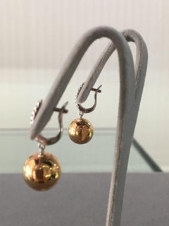 Diamond Sphere Globes 18 Karat Rose Yellow Gold Stud Jacket Earring Combination