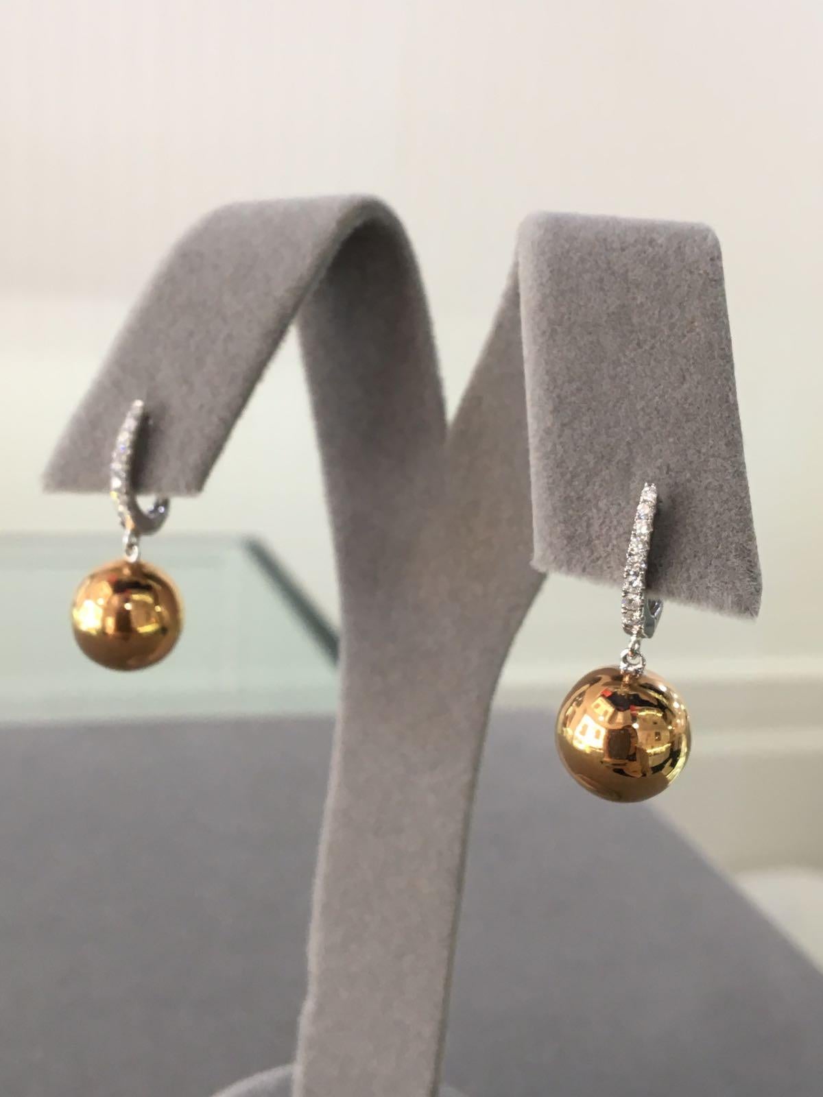Diamond Sphere Globes 18 Karat Rose Yellow Gold Stud Jacket Earring Combination For Sale 1