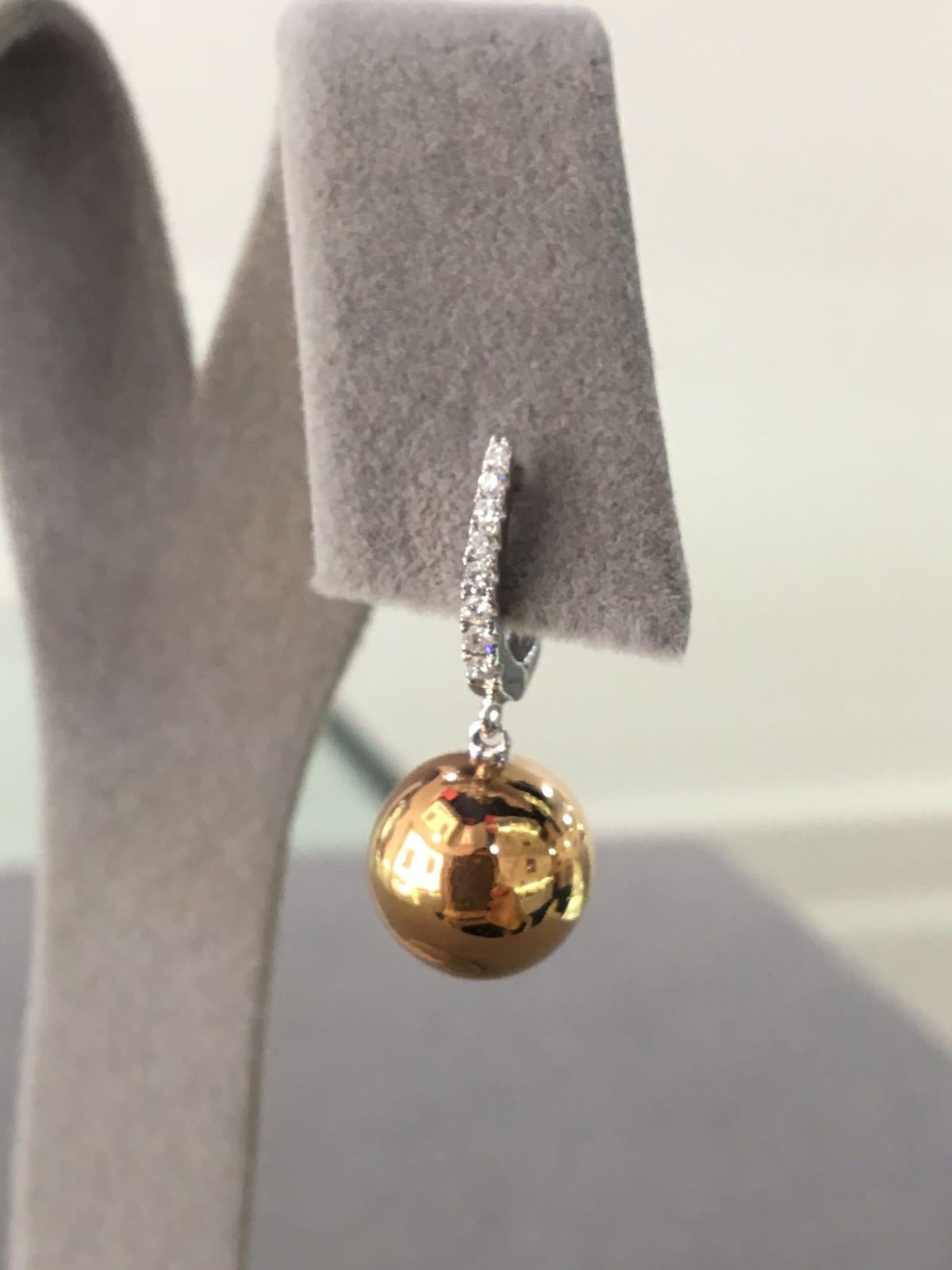 Diamond Sphere Globes 18 Karat Rose Yellow Gold Stud Jacket Earring Combination For Sale 2