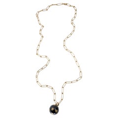 Diamond Sphere Necklace Midnight Blue Enamel White Diamond Victorian Style