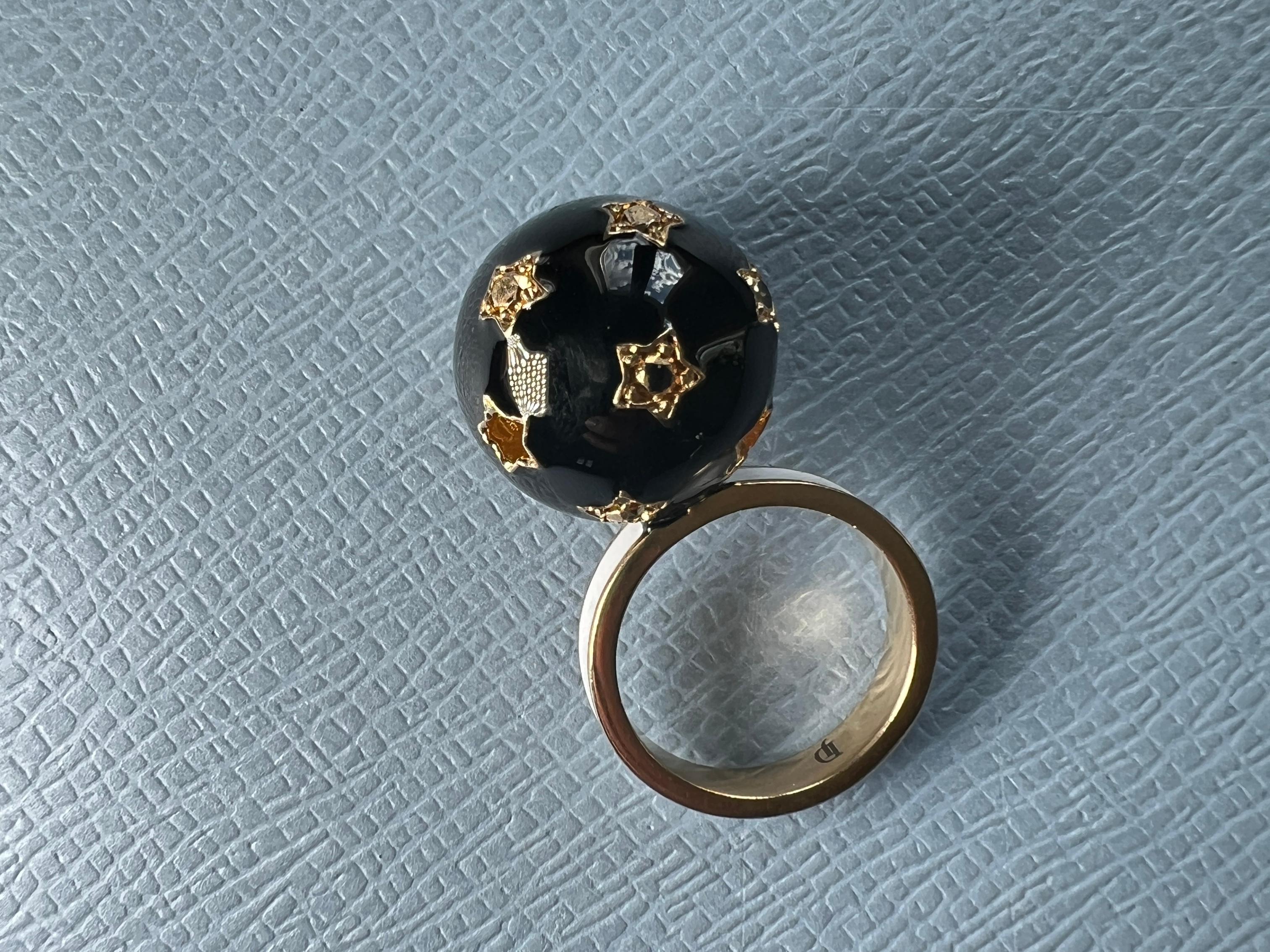 Black Diamond White Diamond Sphere 14k Gold Plate Ring in Black Enamel Base is made of white Enamel  

Ring with black Enamel, inspired by Victorian Age, Memento Mori

Designer: J Dauphin

The sphere as a symbol often represents completeness,