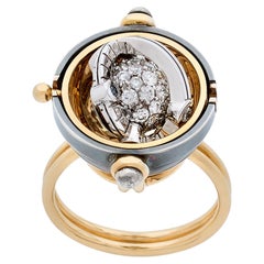 Diamond Sphere Ring in 18k Yellow Gold by Elie Top