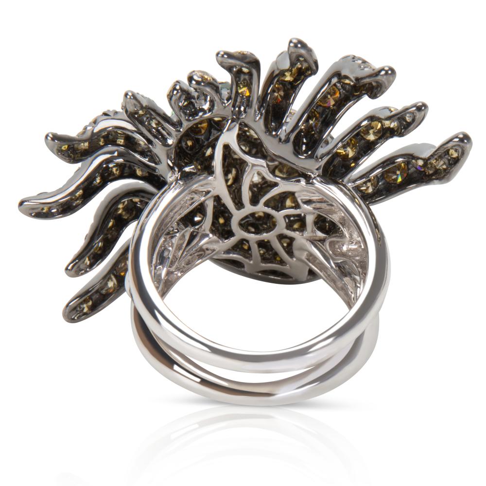 Round Cut Diamond Spider Fashion Ring in 18 Karat White Gold 7.60 Carat