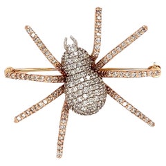 Diamond Spider Gold Brooch Pin Estate Fine Jewelry