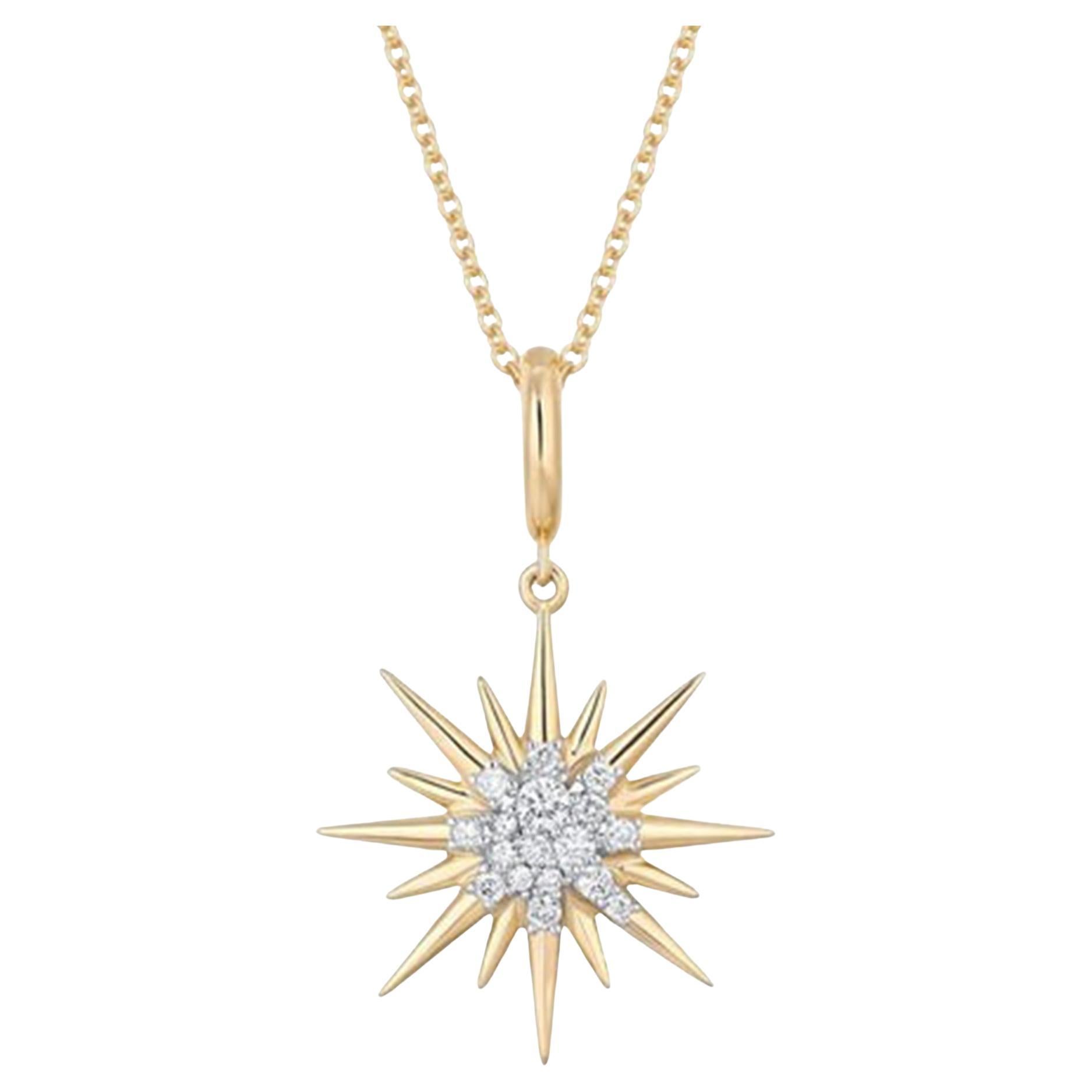 Diamond Spike 14K (or 18k upon request) Yellow Gold Pendant Necklace
