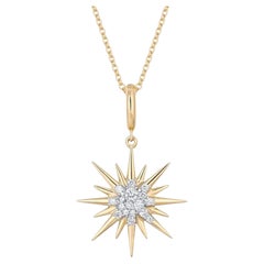 Diamond Spike 14K (or 18k upon request) Yellow Gold Pendant Necklace