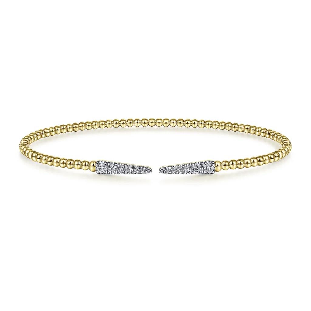 Contemporary Diamond Spike Bracelet Flexible Cuff Bangle, .26 Carats BG4216-62W45JJ LV 14kt For Sale