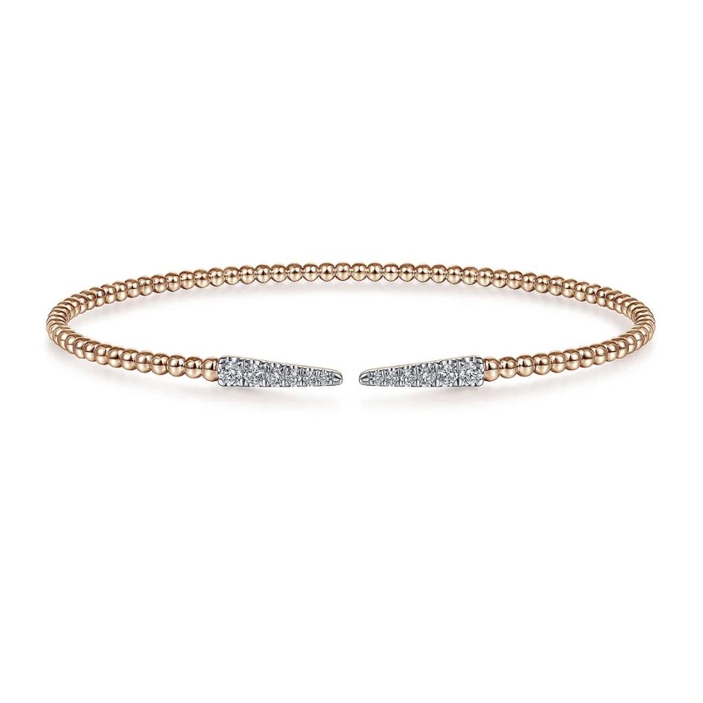 Bracelet manchette flexible à pointes de diamant, .26 Carats BG4216-62W45JJ LV 14kt en vente 1