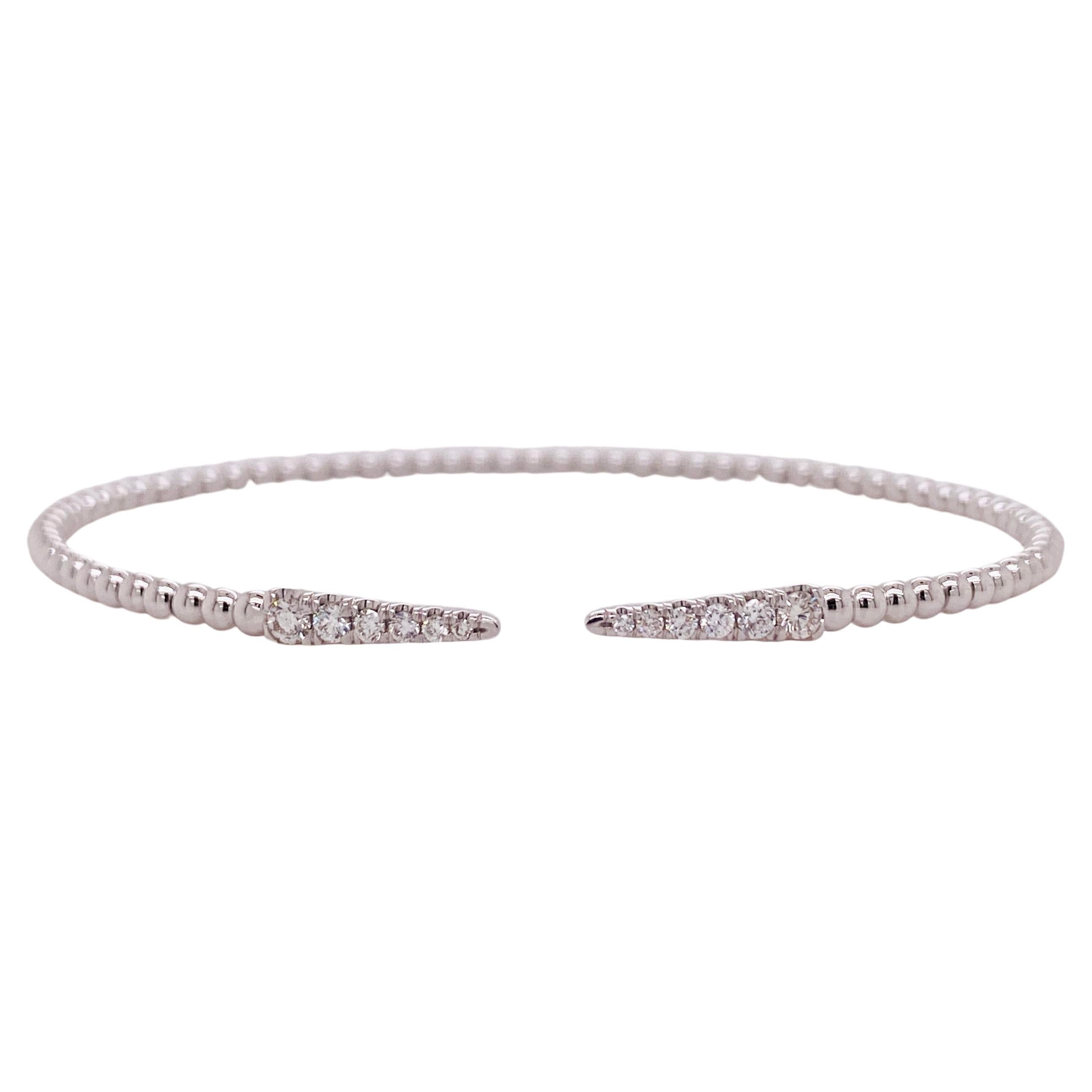 Diamond Spike Bracelet Flexible Cuff Bangle, .26 Carats BG4216-62W45JJ LV 14kt For Sale