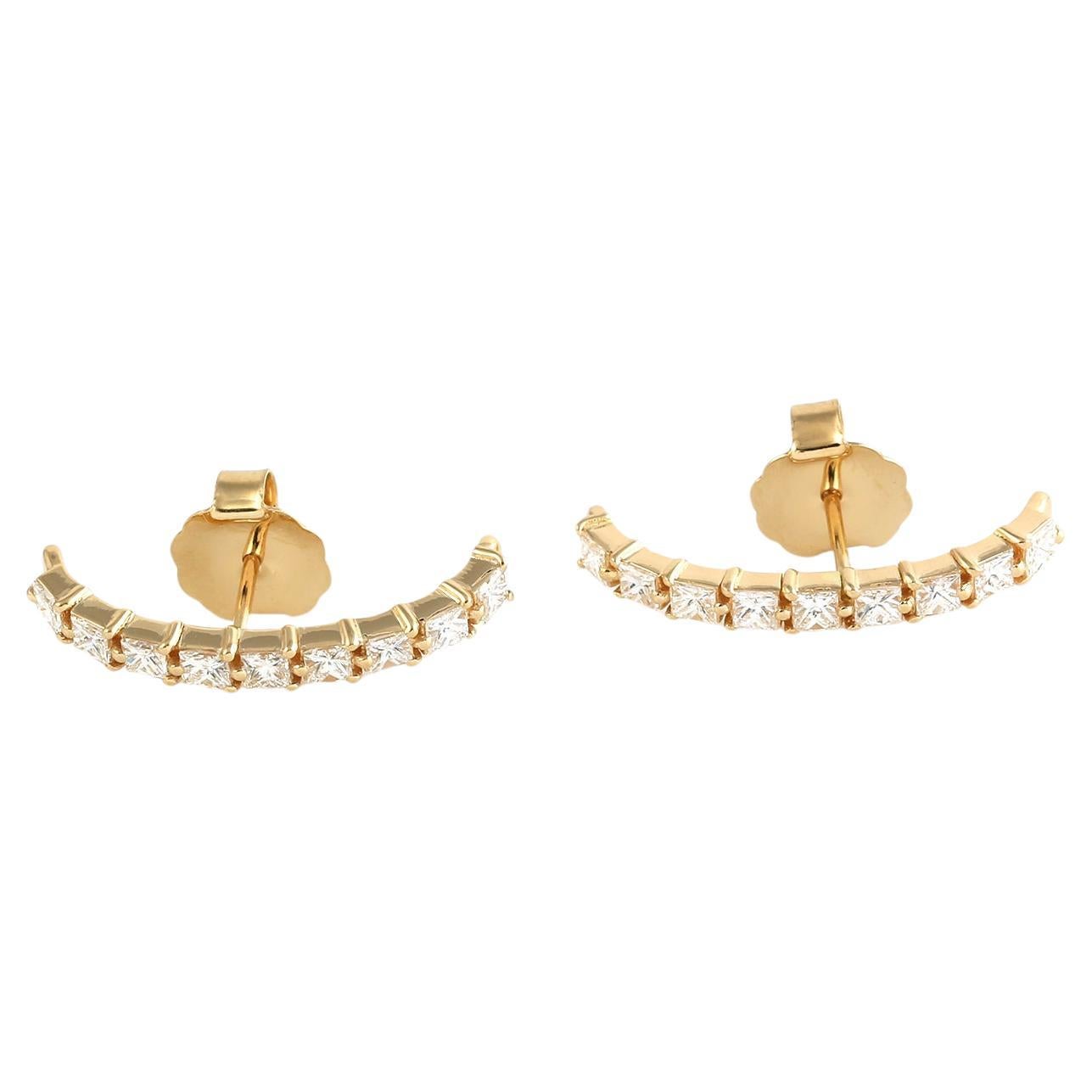 Diamond Spike Hoops Earrings Made In 18k Yellow Gold For Sale