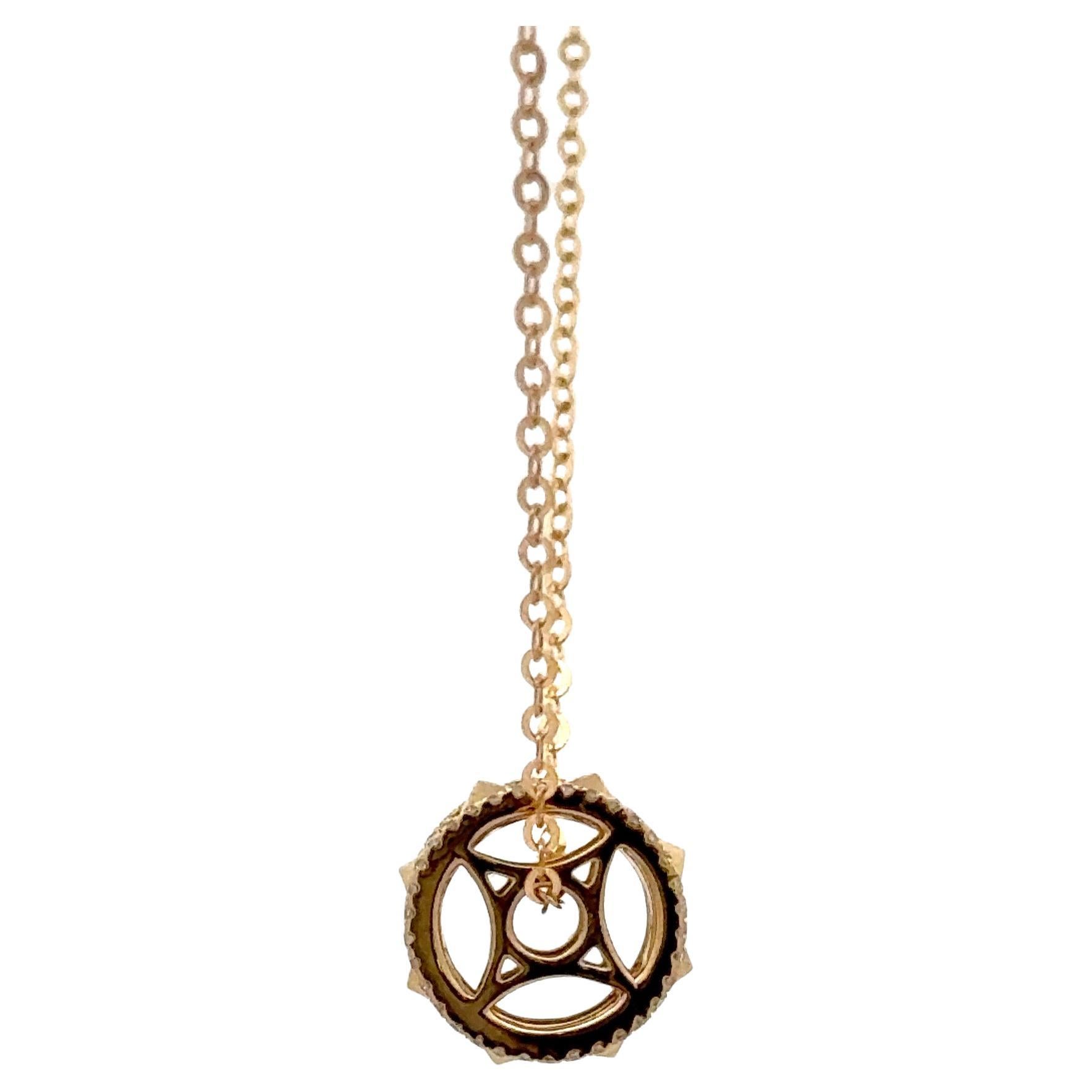 Collier pendentif tourbillon à pointes en or jaune 18 carats et diamants 0,16 carat en vente 1