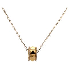 Diamond Spiked Wheelbarrow Pendant Necklace 0.16 Carats 18 Karat Yellow Gold