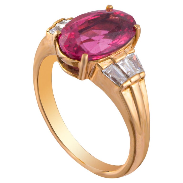 Spinel & Diamond 18k Gold Radiating Heart Ring