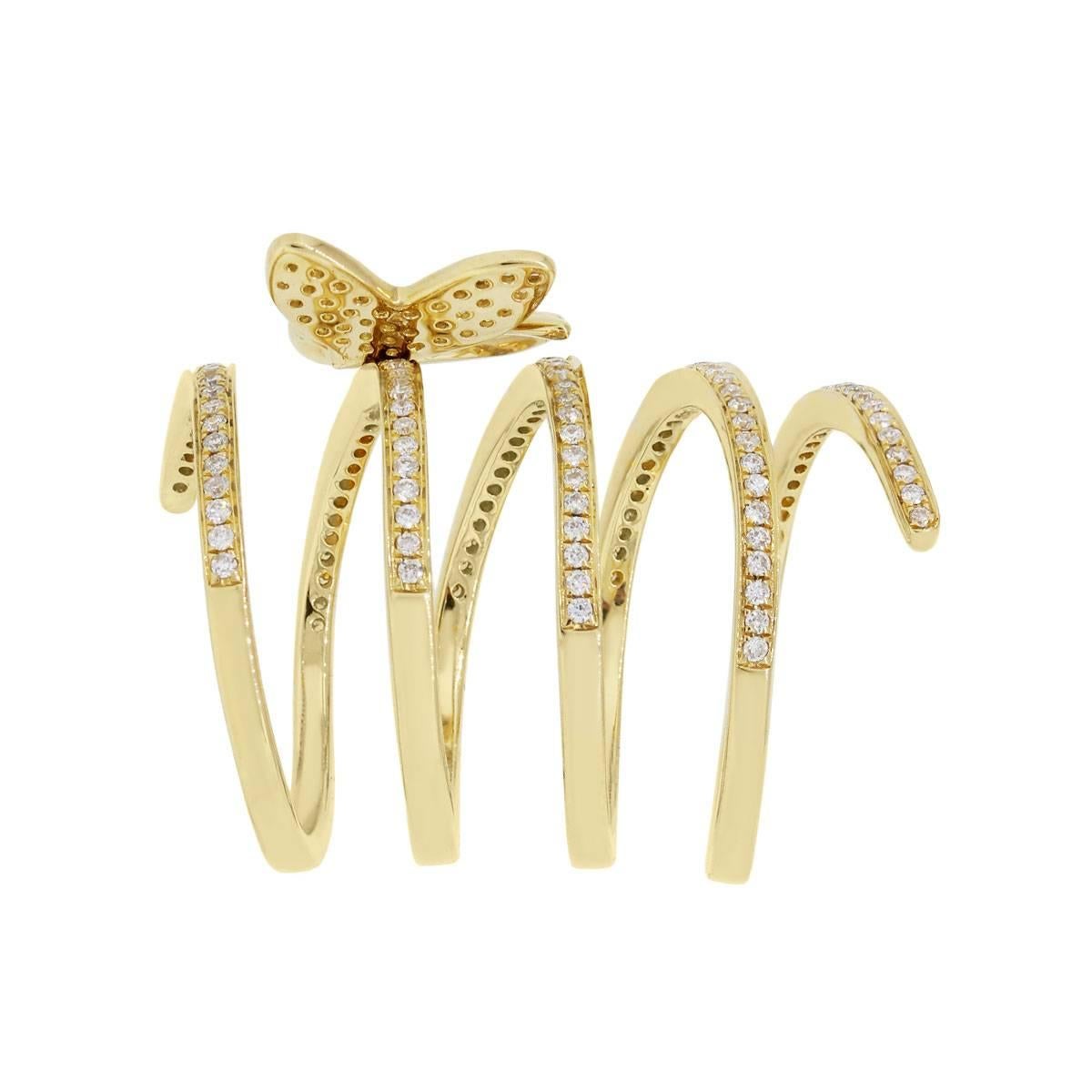 Round Cut Diamond Spiral Butterfly Ring