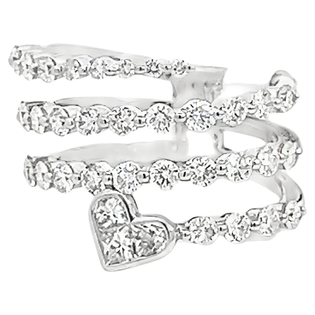 Diamond Spiral Bypass Wrap Ring in 18K White Gold For Sale 4