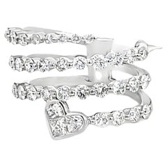 Diamond Spiral Bypass Wrap Ring in 18K White Gold