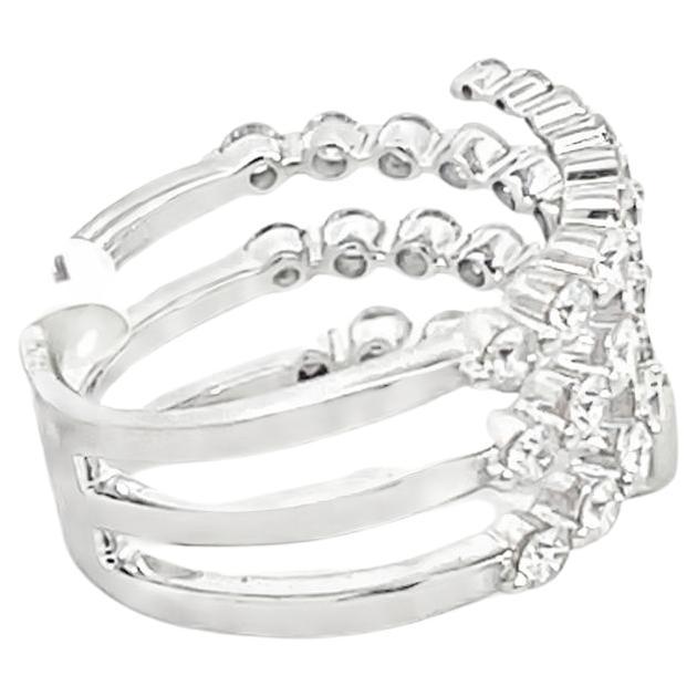 Diamond Spiral Bypass Wrap Ring in 18K White Gold For Sale 1