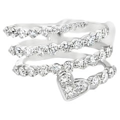 Diamond Spiral Bypass Wrap Ring in 18K White Gold