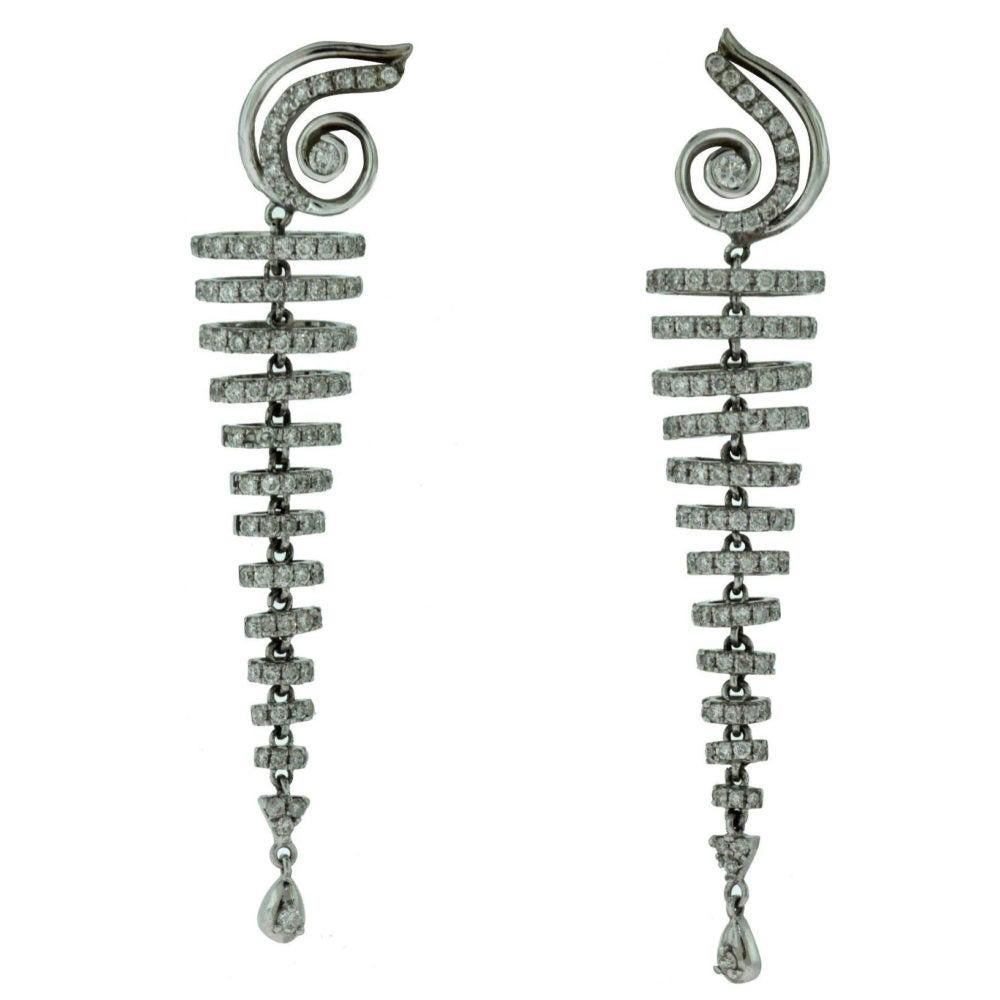 Diamond Dangle Gold Drop Chandelier Earrings For Sale at 1stDibs