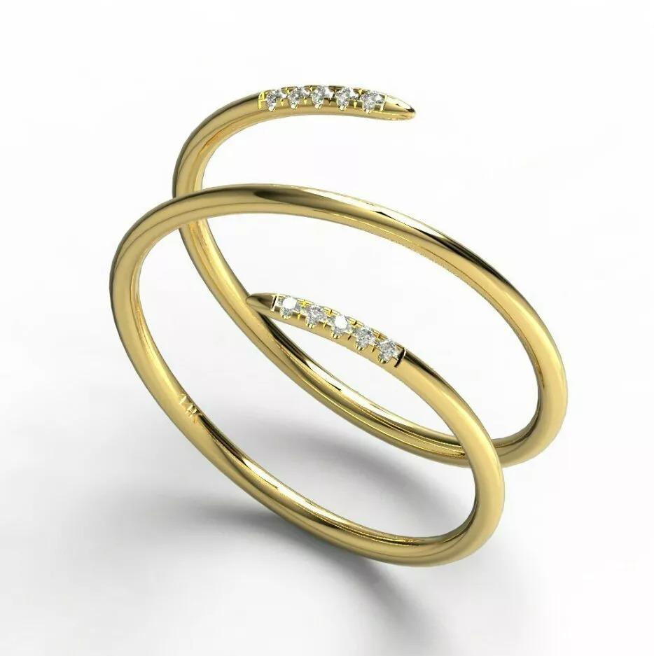 Diamond Spiral Cuff Ring 14K Solid Yellow Gold Spiral Diamond Ring

Additional information:
Metal: 14K Solid Yellow Gold, Natural Diamond
Main Stone: Diamond
Main Stone Shape: Round
Main Stone Creation: Natural
Shape: Round
Main Stone Color: