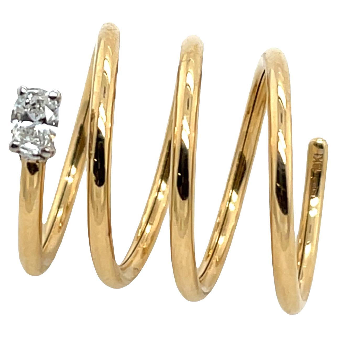 Diamond Spiral Design Pinky Ring – 18ct Yellow 
White Gold, 0.35ct For Sale
