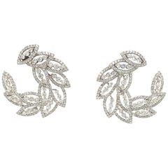 Diamond Spiral Earrings 5.16 Carat 18 Karat White Gold 