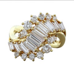 Diamond Spiral Gold Cascade Ring