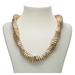Diamond Spiral Gold Necklace Estate Fine Jewelry