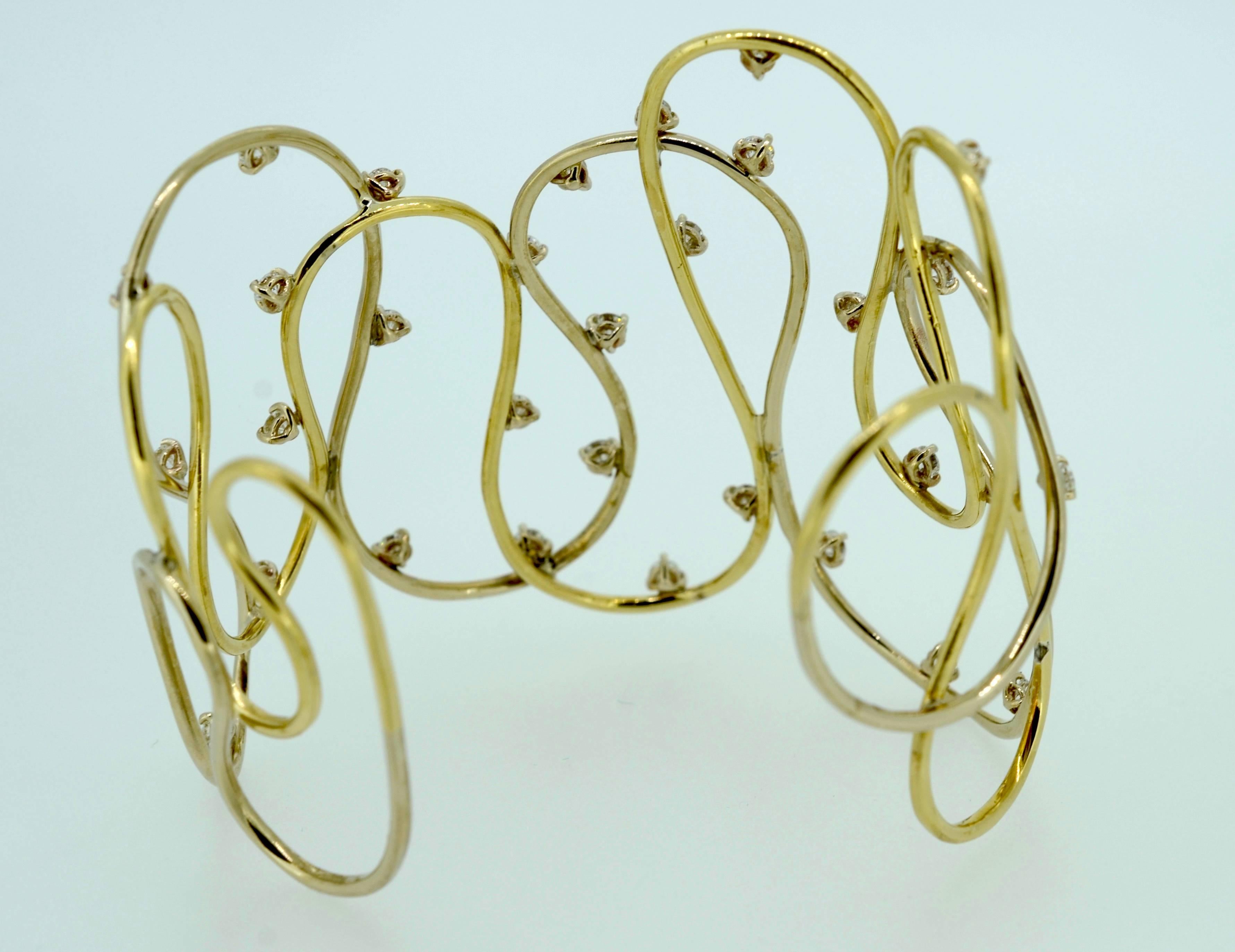 Diamond Spiral Link Cuff Bracelet For Sale 2
