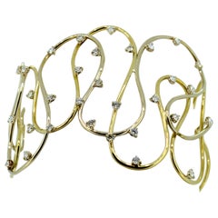 Diamond Spiral Link Cuff Bracelet