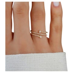 Diamant Spiral-Ring 14K Massivgold Diamant-Manschettenring für Damen Valentines Gift, Diamant