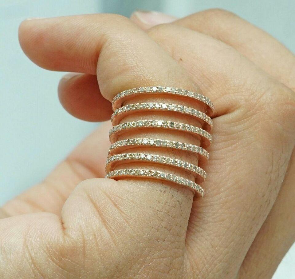 Diamond Spiral Ring 925 Silver Wrap Ring Band Wedding Jewelry Women Ring Band. For Sale 6