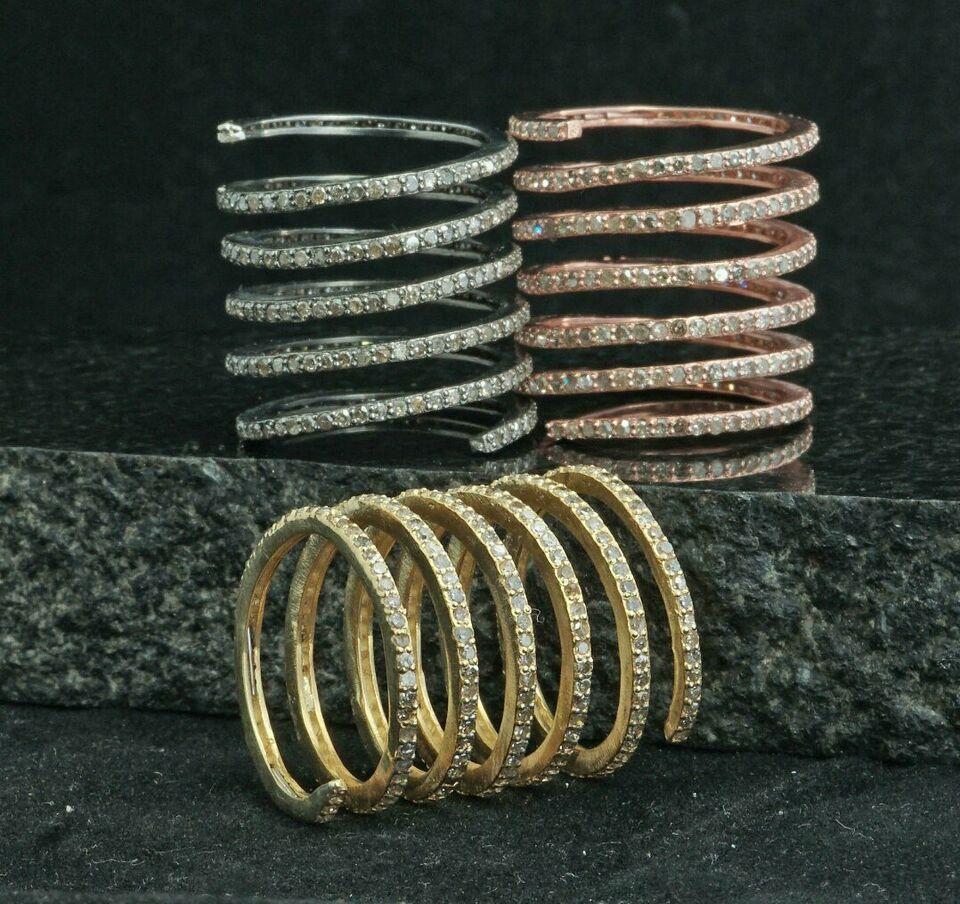 Diamond Spiral Ring 925 Silver Wrap Ring Band Wedding Jewelry Women Ring Band. For Sale 2