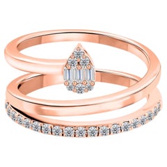 Diamond Spiral Ring in 18K Rose Gold Contemporary Open Fine Diamond Jewelry