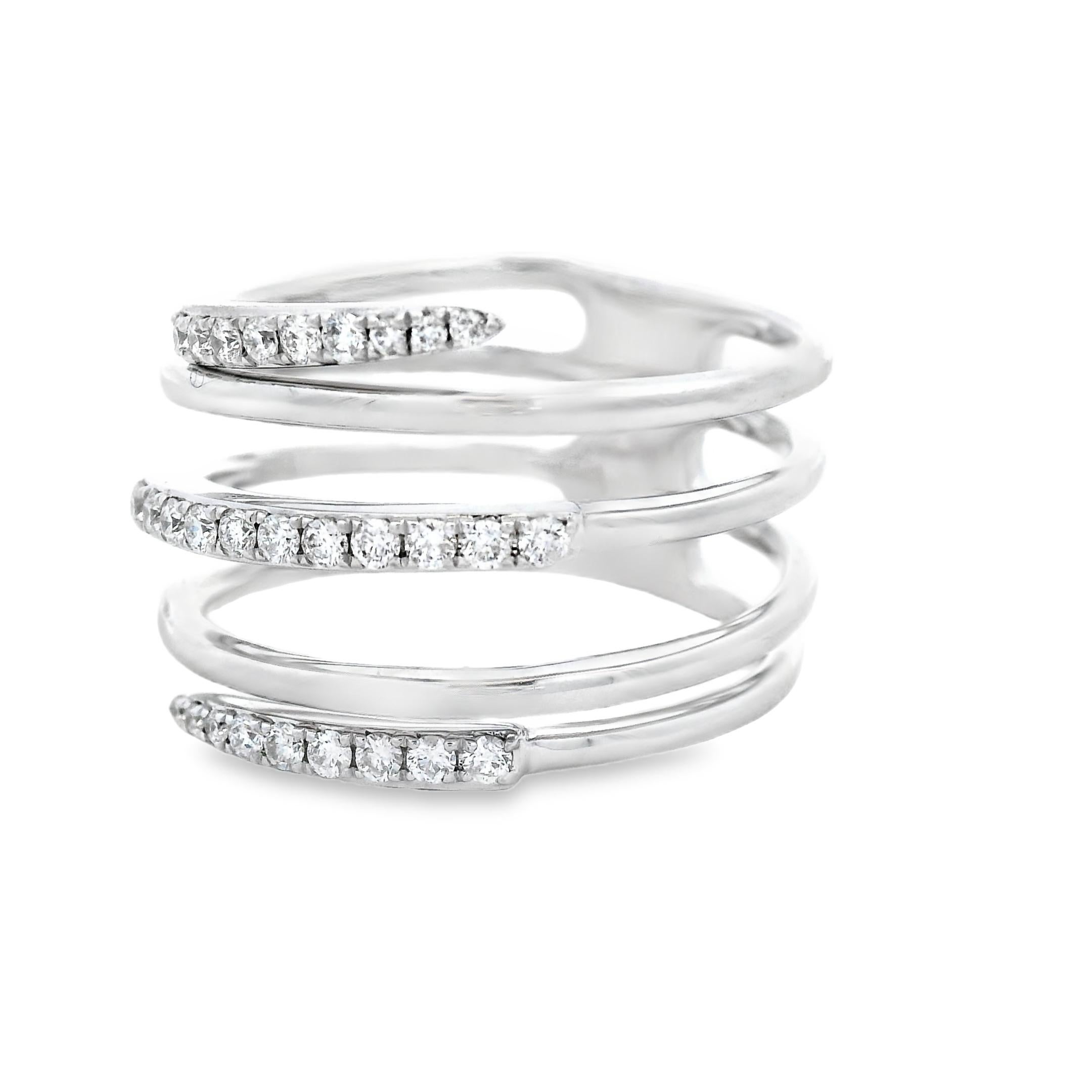 Anillo Envolvente Espiral de Diamantes en Oro Blanco de 14K 0,25ct Talla 7 Contemporáneo en venta