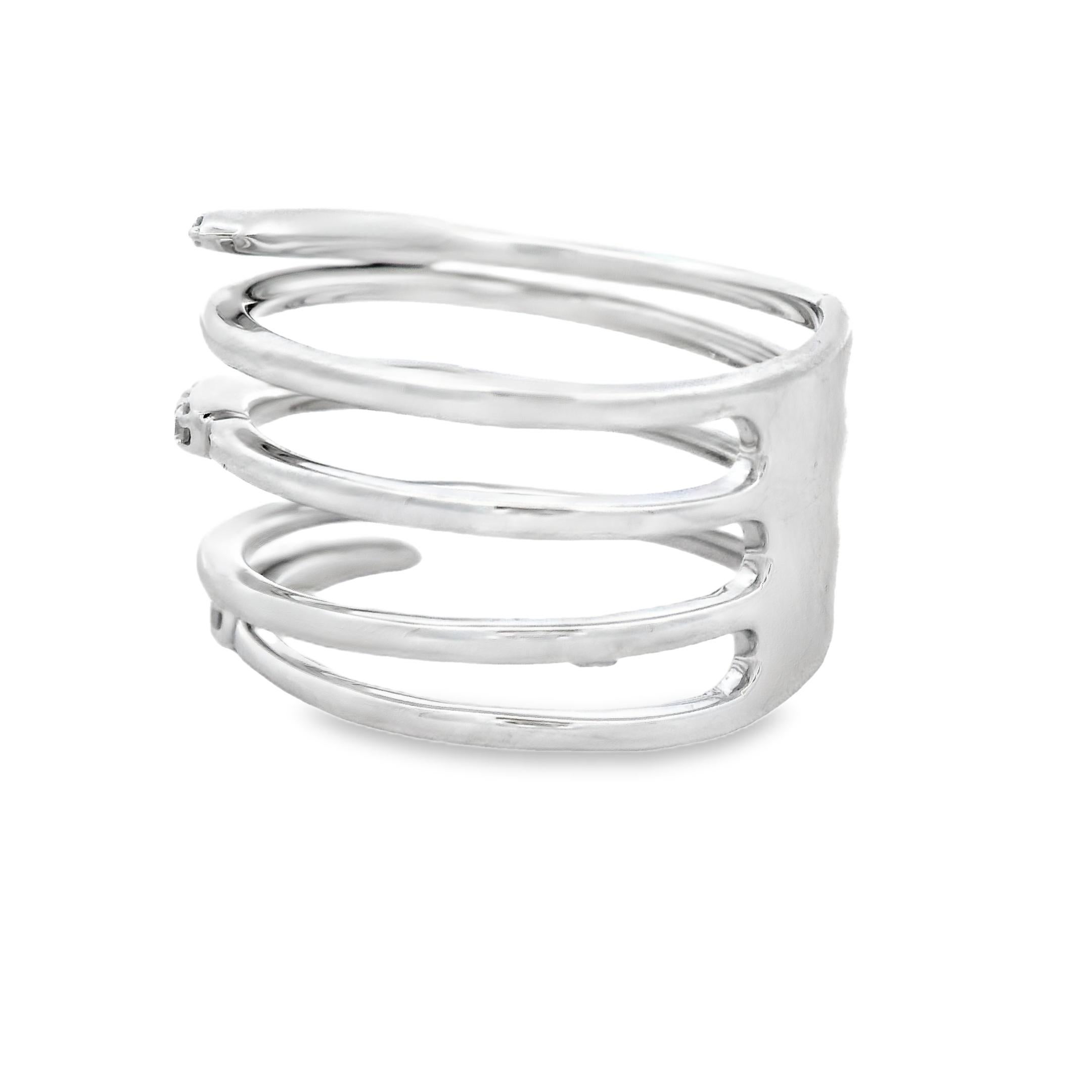 Anillo Envolvente Espiral de Diamantes en Oro Blanco de 14K 0,25ct Talla 7 en Nuevo estado para la venta en New York, NY